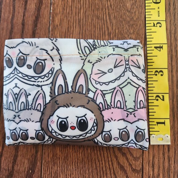 Labubu Grey Foldable Reusable Shopping Bag with Small Pouch – Nylon - Picture 4 of 13